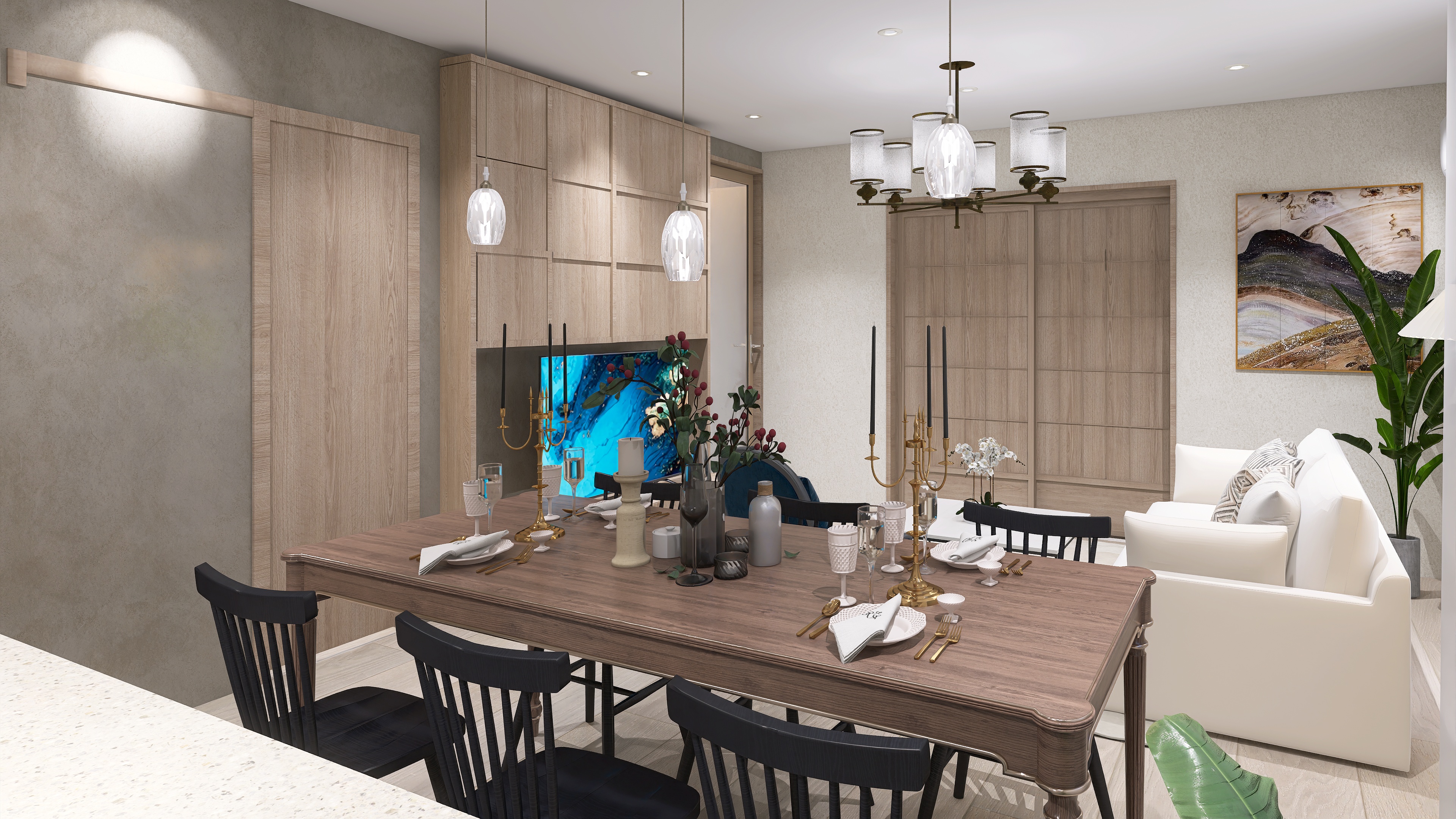 壁面収納とTVボード