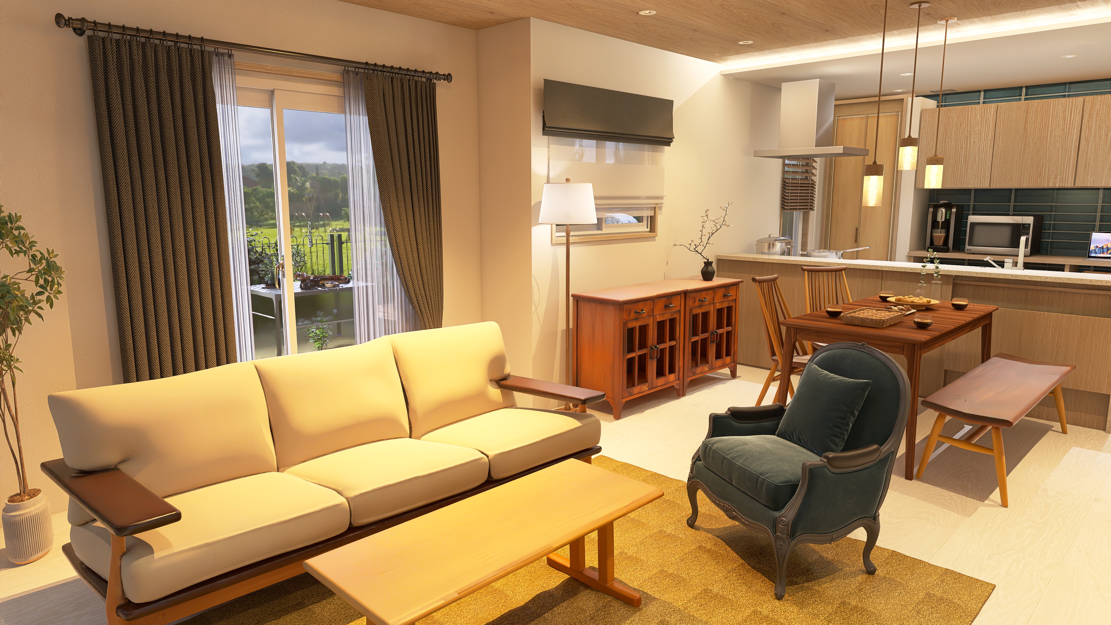 和風クラシカルなリビングダイニング